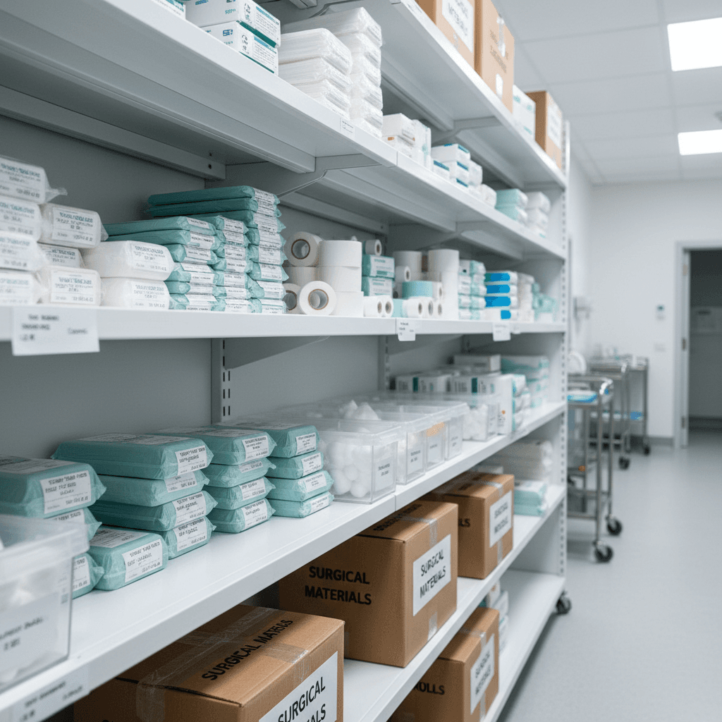 Materiales de curación y vendajes hospitalarios